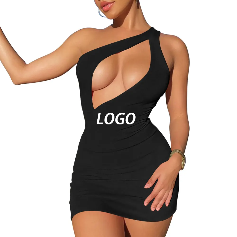 Women Sleeveless Tight Black Sexy Dress With Hollowed-Out Party Casual Night Club Evening Dresses