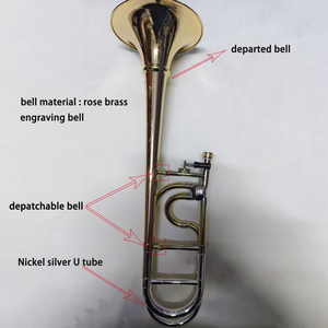Trombone Ténor Professionnel en <span class=keywords><strong>Laiton</strong></span> Rose avec Cloche Détachable pour Professeur - Product Image 2