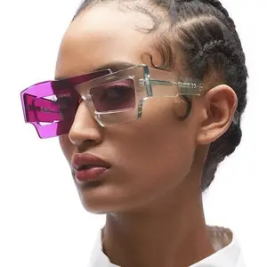 2024 Neue asymmetrische farbblockende Trans-Persönlichkeitsbrille kontrastierende Hip-Hop-Sonnenbrille