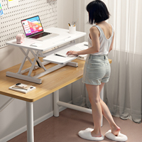 Support d'ordinateur portable moderne en métal réglable en hauteur, convertisseur de bureau debout pneumatique compatible avec le placement du clavier et de la souris