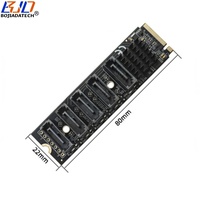 Adaptador de Expansión M.2 NVME M-Key a 5 * SATA 3.0 de 7 Pines, Tarjeta Riser JMB585 con Cable de Datos SATA3 para Disco Duro