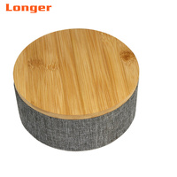 Boîte de rangement cosmétique de bureau en bambou avec logo personnalisé LG7267, design européen, miroir de maquillage avec couvercle, 3 compartiments, boîtes organisatrices