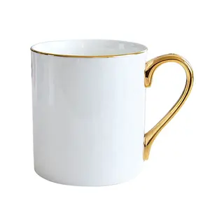 Toptan İskandinav porselen kupa temizle özelleştirmek kemik çini altın kahve kupaları logo için otel