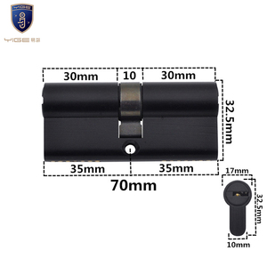 Cylindre de serrure de porte à mortaise en alliage de zinc profil européen 70 mm simple ou double ouverture noir, sécurité de niveau 2 <span class=keywords><strong>ANSI</strong></span>, design moderne, 3 clés - Product Image 2