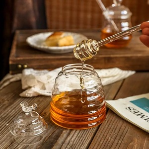 Pot de miel en verre fait à la main avec logo personnalisé pot de stockage en forme de nid d'abeille avec couvercle anti-poussière pour <span class=keywords><strong>le</strong></span> miel - Product Image 5