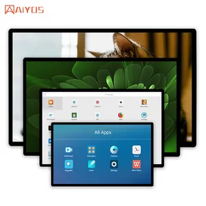 Aiyos แผงแท็บเล็ตขนาด15 15.6 20นิ้วแบบติดผนังขนาด20นิ้วความละเอียด2 + 32กรัม HD HD Industrial Android 11 All In One ทัชสกรีน LCD แท็บเล็ตพีซี