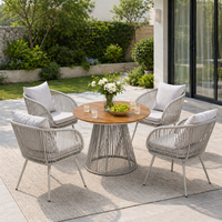 Ensemble de table et chaises rondes d'extérieur en rotin, mobilier de cuisine de restaurant moderne et luxueux à prix abordable, ensemble de salle à manger d'extérieur 4, 5 ou 8 places