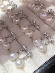 Elegant S925 Sterling <b>Silver</b> <b>Stud</b> <b>Earrings</b> Embedded With Smooth Natural Freshwater Pearl And Clear White Topaz Customizable Fine - Product Image 3