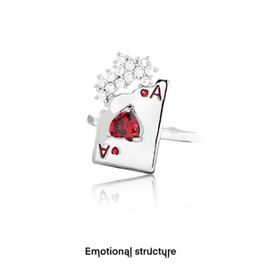 Anillo de Corazón Rojo para Mujer, Anillo de Cóctel con Engaste Pavé, Circonita Cúbica Creada en Laboratorio, Joyería de Moda para Fiesta - Product Image 2