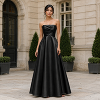 Collection de robes de soirée noires pour femmes, robes longues formelles pour mariage et événements, fournisseur de marques privées