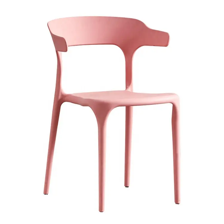Juegos de comedor sencillos, muebles italianos, apilamiento, conjunto de silla de comedor, ahorro de espacio, silla de plástico rosa