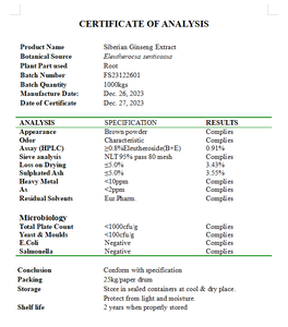 Высококачественный Сибирский корень женьшеня, травяной 0.8% Eleutherosides B + E, чистый коричневый желтый порошок, пищевая вода для мешка для листьев, бутылка - Product Image 4