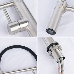 현대 풀 아웃 분무기 싱크대 주방 수도꼭지 스테인레스 스틸 탭 단일 구멍 당겨 주방 수도꼭지 - Product Image 5