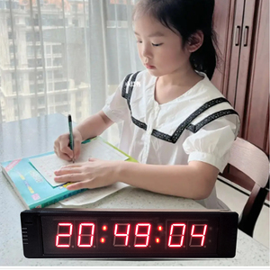 Zhongxiaoxiao นาฬิกาติดผนัง1นิ้ว, ไฟ <span class=keywords><strong>LED</strong></span> 6หลักจับเวลานับถอยหลังนาฬิกาติดผนังแบบมัลติฟังก์ชั่น - Product Image 5