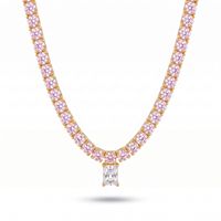 Collier tennis Gaovo Premium Macaron entièrement pavé, minimaliste, en acier inoxydable, polyvalent, pour le quotidien, bijoux de mode pour femmes