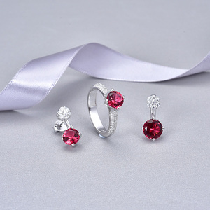 Boucles d'oreilles de saint-valentin en cristal rubis argent du pakistan 925 - Product Image 2