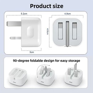 Caricabatterie <span class=keywords><strong>e</strong></span> Cavo Type-C con Certificazione CE, Spina UK, Ricarica Rapida PD20W/35W per Dispositivi con Design Pieghevole a Tre Gambe - Product Image 2