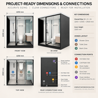 Module de salle de bain préfabriqué intégré YEETE - Salle de douche tout-en-un avec options de toilettes et de lavabo pour projets hôteliers et d'appartements