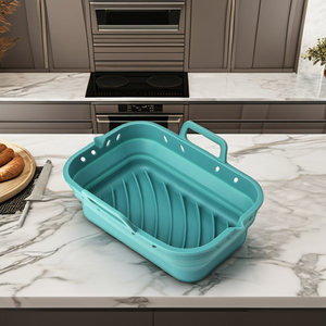 Revestimiento Rectangular de Silicona Plegable para Freidora de Aire, Fácil de Plegar, Seguro para Hornear Alimentos - Product Image 6