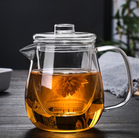 Théière moderne en verre borosilicate avec couvercle, poignée et bec verseur, résistante à la chaleur, sans BPA, pour thé en vrac et infusions aux herbes, pour la maison, la cuisine et le café