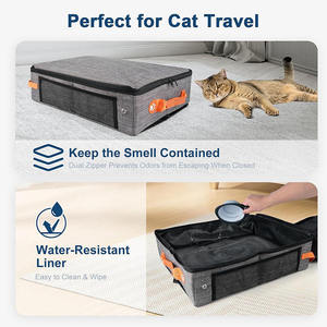 Cat Litter Box Foldable Portable Grey Rectangle With Handle For Cats And Dogs Pet Supplies - Product Image 3