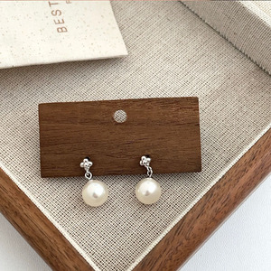 Pendientes de plata S925 con forma de flor y perla redonda para mujer, joyería de fiesta, pendientes de moda - Product Image 2