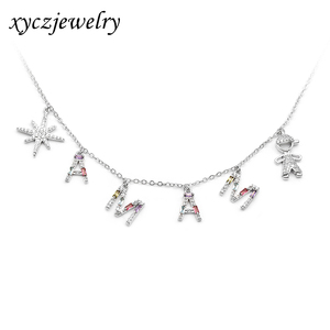 Simple AMAM forma de letra latón joyería CZ Collar para mujer - Product Image 3