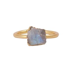 Conjunto de Collar y Anillo de Piedra Lunar Arcoíris Natural en Bruto, Joyería de Piedras Preciosas Rústicas Curativas de Piedra Natal - Product Image 4