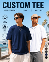 T-shirts pour hommes en coton 100% 275 GSM, col rond côtelé, coupe ample et décontractée, style urbain, avec graphisme personnalisé, manches courtes, vente en gros