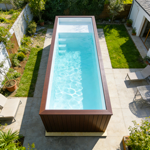 สระว่ายน้ำอะคริลิกขนาด 20 ฟุต พร้อมระบบทำความร้อน กระเบื้องไฟเบอร์กลาสอเนกประสงค์ โมเสกเซรามิก สระว่ายน้ำกลางแจ้งแบบตั้งพื้น - Product Image 1