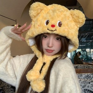 <span class=keywords><strong>Bonnet</strong></span> adulte chaud et épais en jacquard brodé motif ours mignon, en coton/élasthanne, avec revers, protection des oreilles, collection automne/hiver - Product Image 3