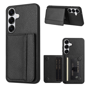 Funda con Ranuras para Tarjetas para <span class=keywords><strong>Samsung</strong></span> <span class=keywords><strong>Galaxy</strong></span> A07 A17 A37 A57 5G A06 A26 A36 A56 A15 A25 A35 A55, Funda de Cuero Magnética con Textura Litchi - Product Image 2