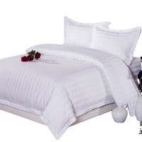 Parure de lit de luxe hôtelière 100% Coton 300TC tissé jetable toutes saisons moderne quatre pièces 1cm/3cm satin personnalisé Grade A 2.0m