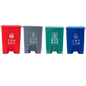 15L Outdoor Thickened Four Compartment Trash Can With Foot Pedal Inner Drum Plastic <b>Bin</b> For Kitchen Waste Sorting - Product Image 5