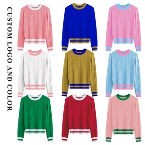 Pull en tricot à col rond rouge personnalisé avec logo sur le devant, idéal pour les groupes universitaires et les sororités - Product Image 3