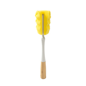 Cepillo de limpieza multiusos para cocina con mango largo de bambú y forma de cara sonriente, para biberones y tazas. - Product Image 5