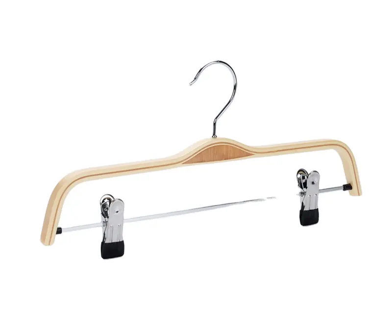 Supermarkt Gelamineerd Hanger Hout Verstelbare Houten Broek Hangers Met Broek/Rok Clips