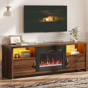 Meuble TV moderne de 75 pouces avec cheminée à DEL Centre de divertissement Design et armoires de rangement - Product Image 3
