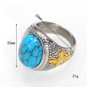 بيع بالجملة ريترو 316L صلب مقاوم للصدأ شخصية فاك فاخر مجوهرات راقية خواتم أحجار طبيعية للرجل - Product Image 2