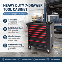 Carrito de Herramientas Industrial de Acero Resistente con 7 Cajones, Gabinete de Almacenamiento con Ruedas, Caja de Herramientas con Cerradura para Taller o Garaje