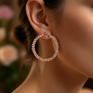 Pendientes de Aro E4161 en Oro Rosa con Cristales de Circonita, Joyería de Lujo para Mujer para Fiestas - Product Image 2