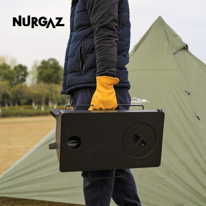Poêle à bois pliable et portable NURGAZ pour le camping en plein air, cuisinière chauffante noire CS-01 - Product Image 4