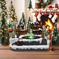 Fontaine de village de Noël en résine écologique peinte à la main avec lumières LED et tour d'eau pour la décoration de la maison en période des fêtes