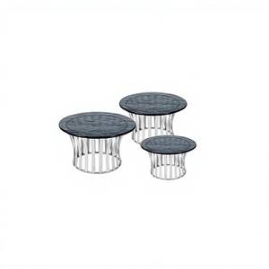Juego de 3 soportes para pasteles de diferentes tamaños, de metal y vidrio de calidad superior, para exhibir alimentos, al precio más bajo. - Product Image 1