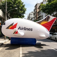 Avion gonflable géant LED de 5 m avec base, logo personnalisé, modèle d'avion, grande montgolfière gonflable avec support pour la publicité aérienne