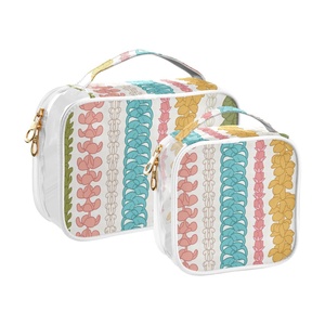 2 Pack Hawaiian Lei Kalo Flower Custom Print Carry on Transparent Zipper Toiletry Bag Clear <b>Makeup</b> Cosmetic <b>Case</b> for Travel - Product Image 1