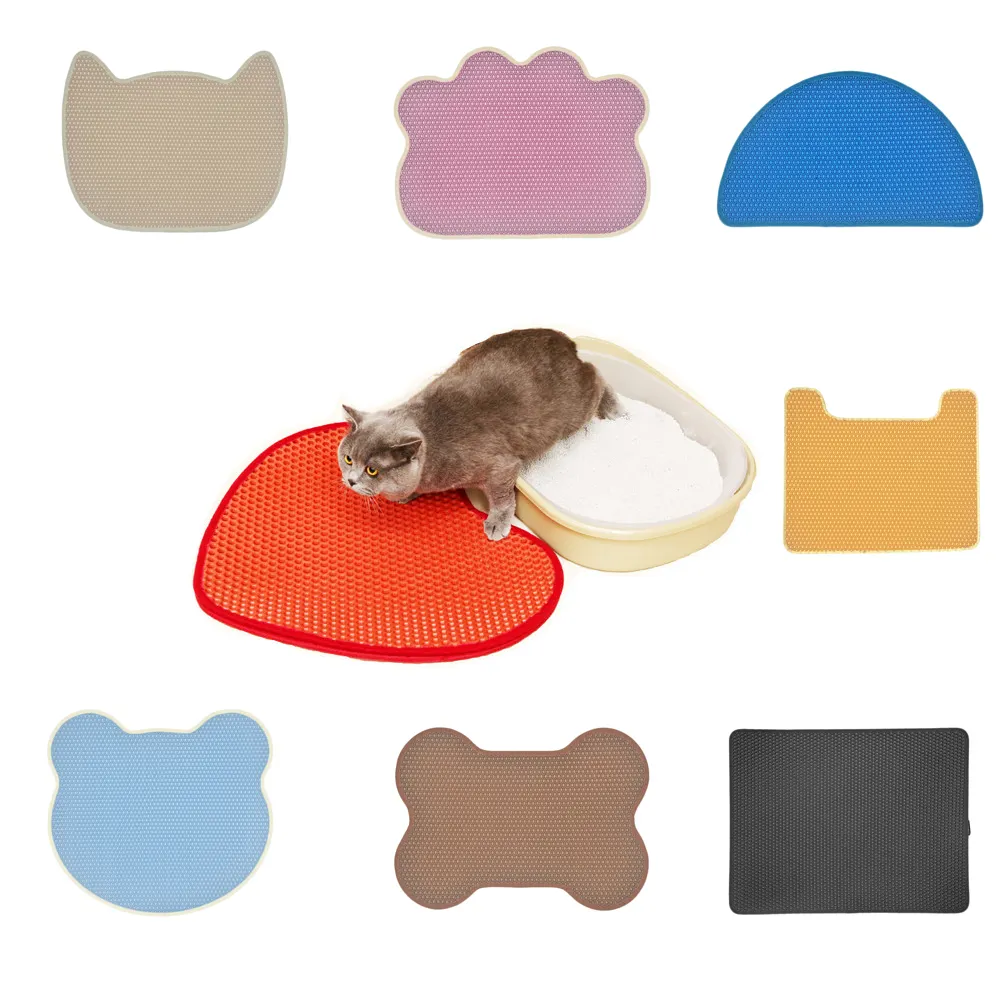 Customized EVA Pet Cat Litter Mat Double Layer Washable Cat Litter Mat