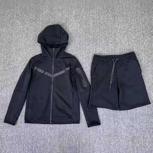 Erkekler için 2025 eğitim fermuar spor elbise katı desen <span class=keywords><strong>Sweatpants</strong></span> ve spor ceket koşu Joggers bahar sezonu için Set - Product Image 1
