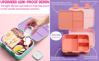 Passe au lave-vaisselle Boîte à repas Tiffin rose à 3 compartiments pour enfants avec sac à lunch et bouteille d'eau