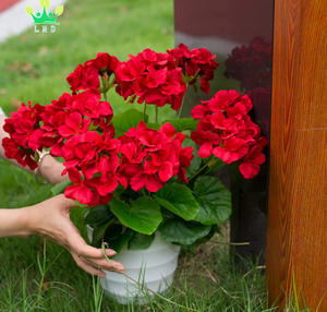 <span class=keywords><strong>Geranios</strong></span> <span class=keywords><strong>artificiales</strong></span> de seda para decoración del hogar, plantas de jardín, <span class=keywords><strong>geranios</strong></span>, Rojo - Product Image 2